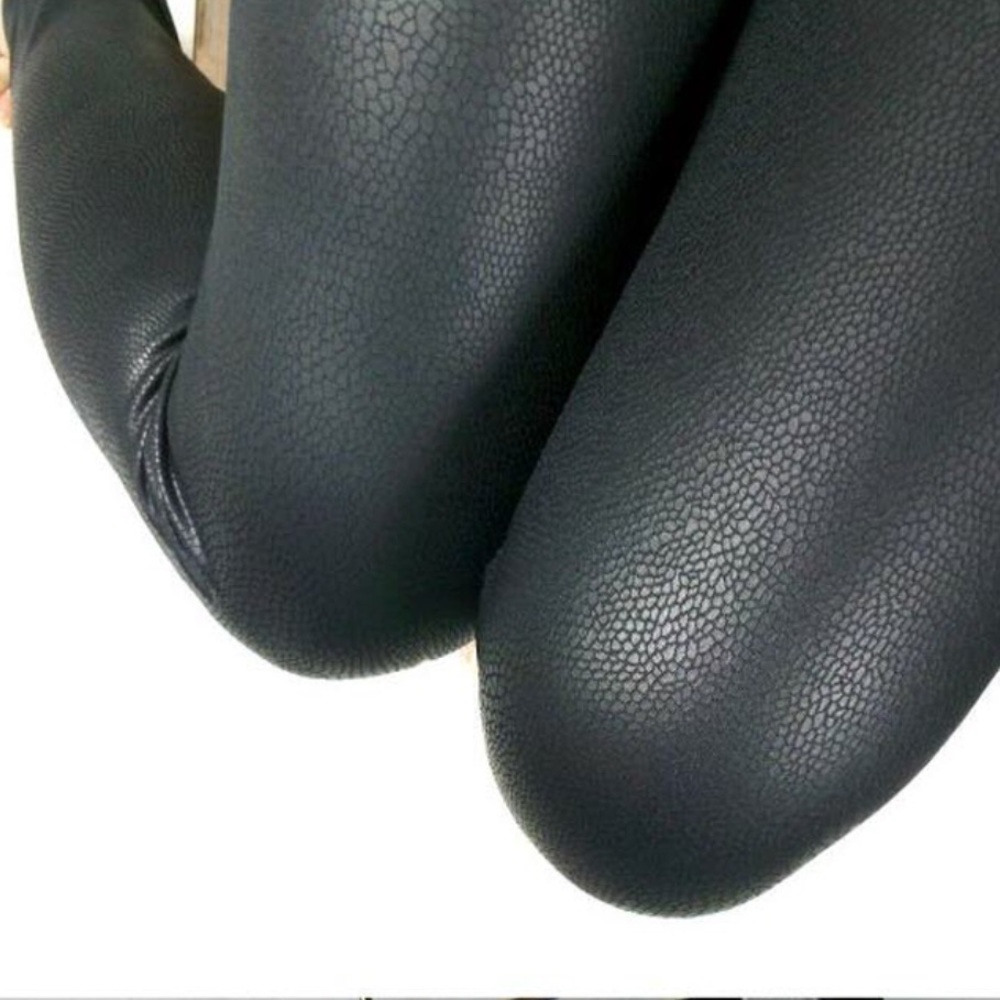 NEW! Black Snakeskin Faux Leather Leggings - Picture 4 of 5
